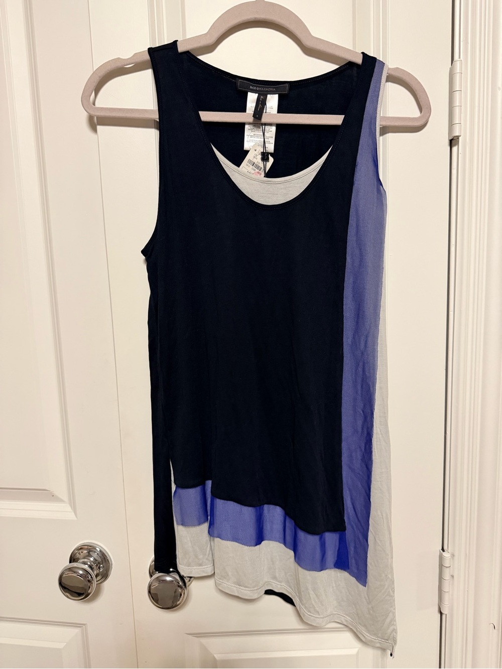 BCBGMAXAZRIA NWT Black Grey Blue Colorblock layer Tank Top Small